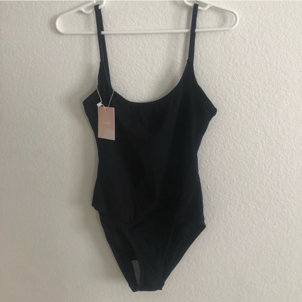 Andie black ribbed Amalfi bathing suit
